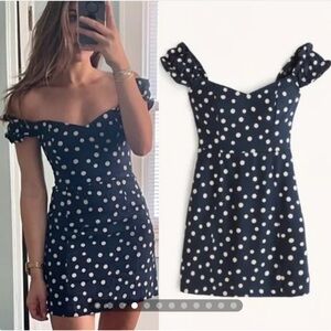 Abercrombie Polka Dot Off Shoulder Linen Dress